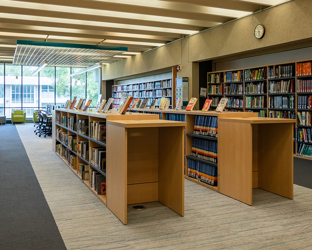 Photo of Greenley Library bookshelves