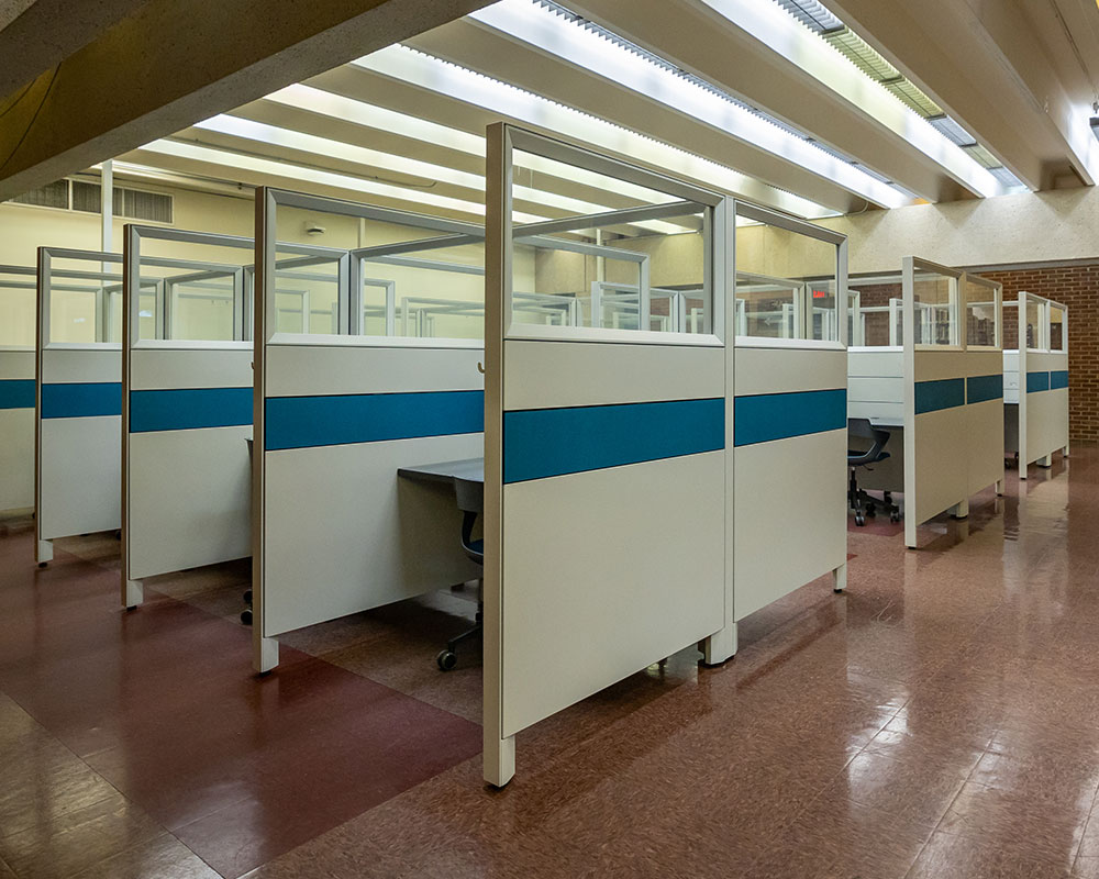 Photo of study cubbies in Greenley Library